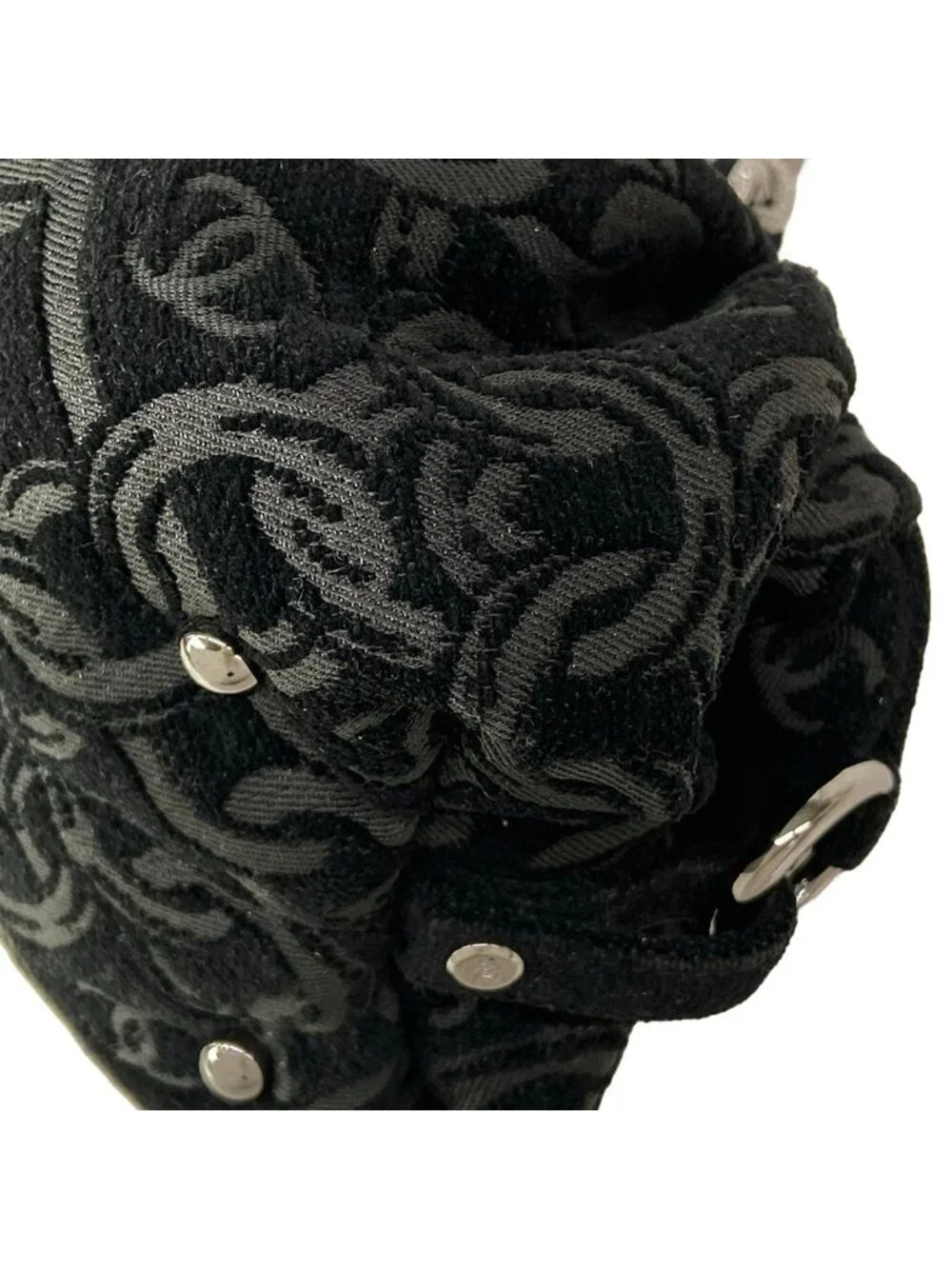 Chanel Shoulder Bag Black Silver CC Logo